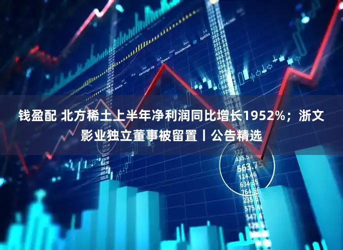 钱盈配 北方稀土上半年净利润同比增长1952%；浙文影业独立董事被留置丨公告精选